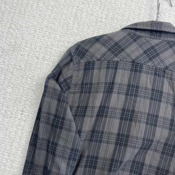 Le Temps des Cerises Plaid Button Up Shirt Men’s Sz S Gray Black Long Sleeve - Picture 12 of 14